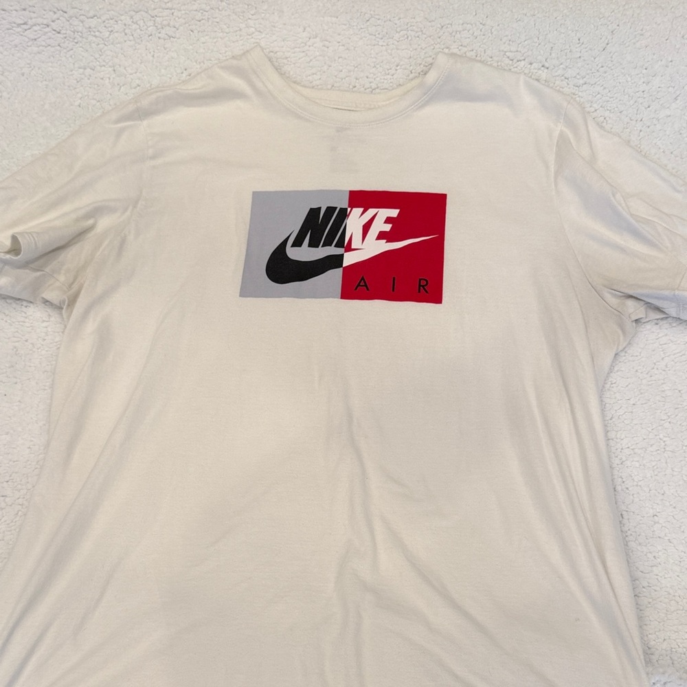 Nike Air Men's White T-Shirt with Red and Gray Logo